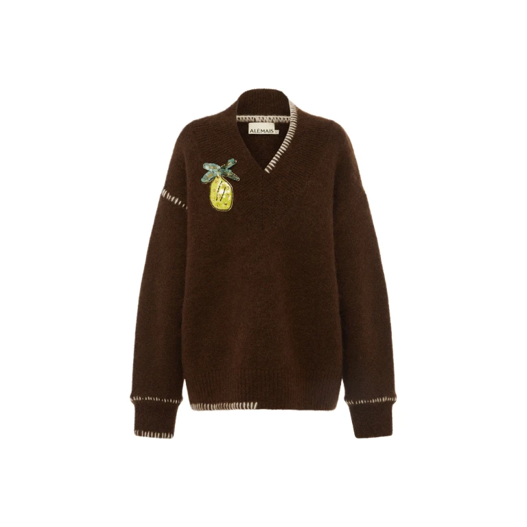 Alemais Contemporary Wardrobe Top_Knitwear Fredo V Neck Sweater — designer powerwear from Luxury Shoes 