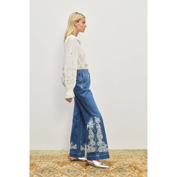 Alemais Contemporary Wardrobe Top Giulia Embroidered Blouse — designer powerwear from Luxury Shoes 