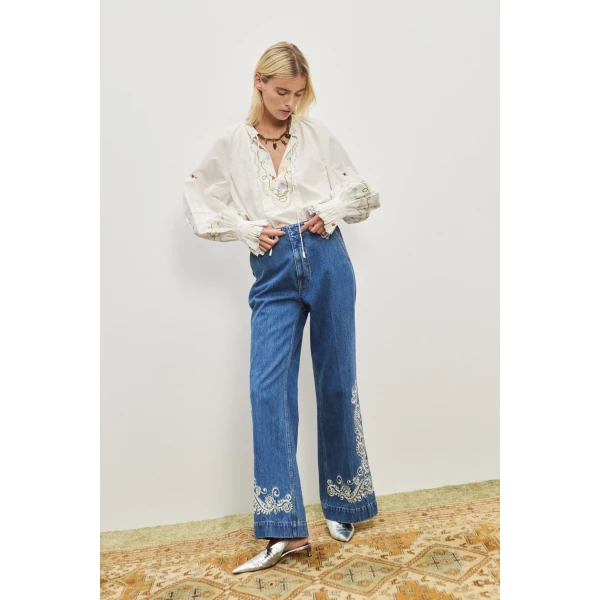 Alemais Contemporary Wardrobe Top Giulia Embroidered Blouse — designer powerwear from Luxury Shoes 