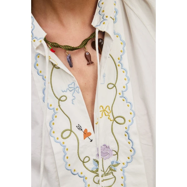 Alemais Contemporary Wardrobe Top Giulia Embroidered Blouse — designer powerwear from Luxury Shoes 
