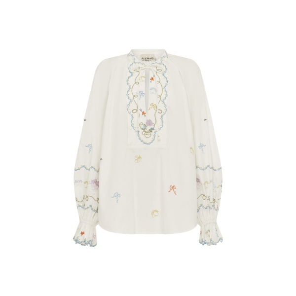 Alemais Contemporary Wardrobe Top Giulia Embroidered Blouse — designer powerwear from Luxury Shoes 