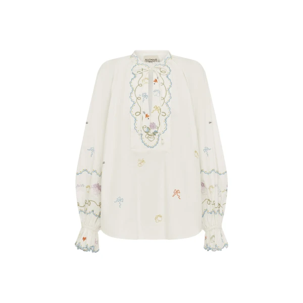 Alemais Contemporary Wardrobe Top Giulia Embroidered Blouse — designer powerwear from Luxury Shoes 