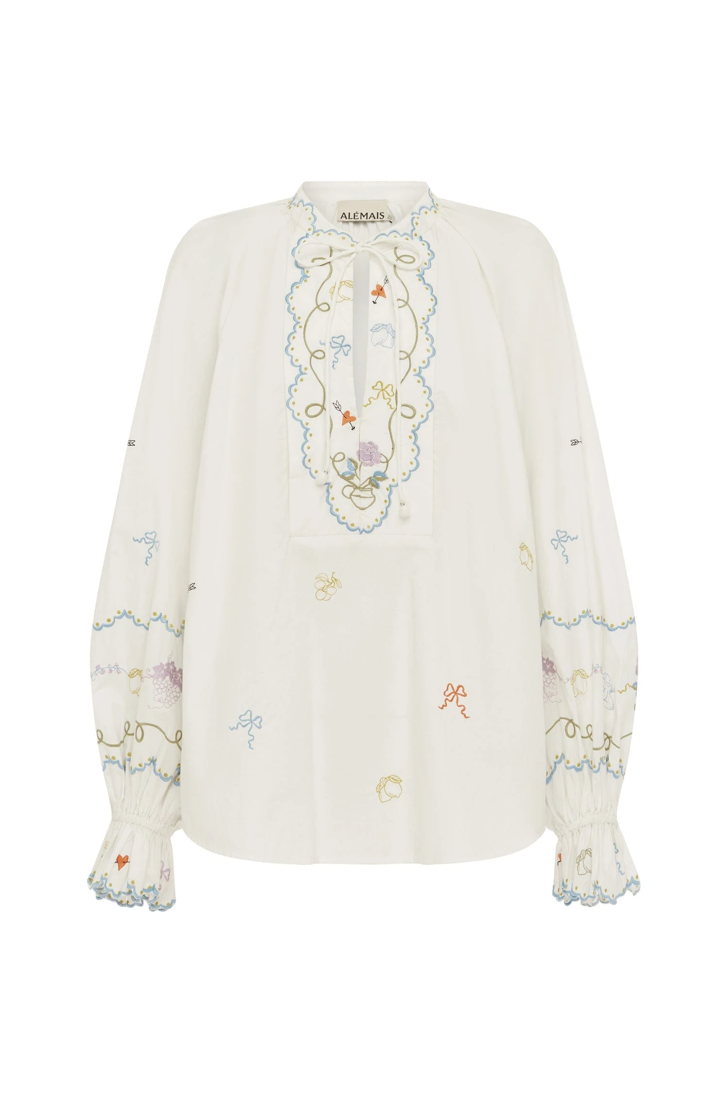 Alemais Alemais Contemporary Wardrobe Top Giulia Embroidered Blouse — designer powerwear from Luxury Shoes