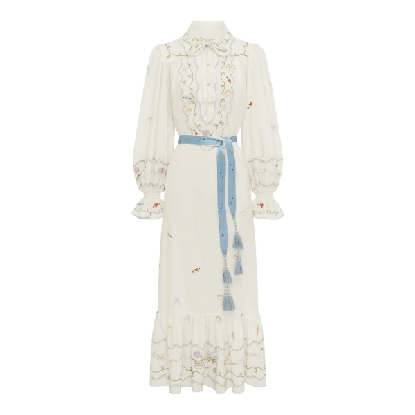 Alemais Contemporary Wardrobe Dress_Midi Giulia Embroidered Midi Dress — designer powerwear from Luxury Shoes 