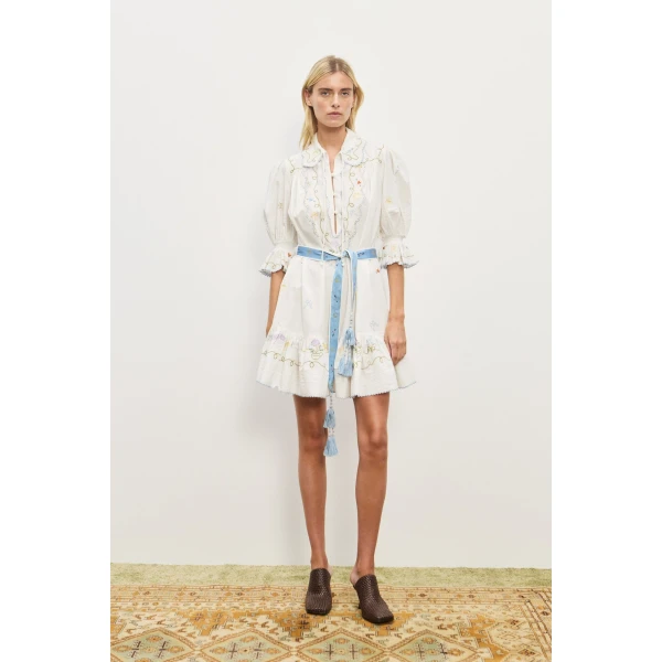 Alemais Contemporary Wardrobe Dress_Mini Giulia Embroidered Mini Dress — designer powerwear from Luxury Shoes 