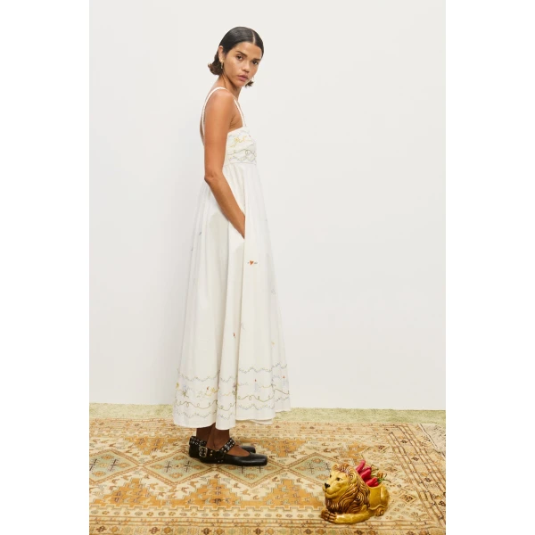 Alemais Contemporary Wardrobe Dress_Midi Giulia Embroidered Sundress — designer powerwear from Luxury Shoes 