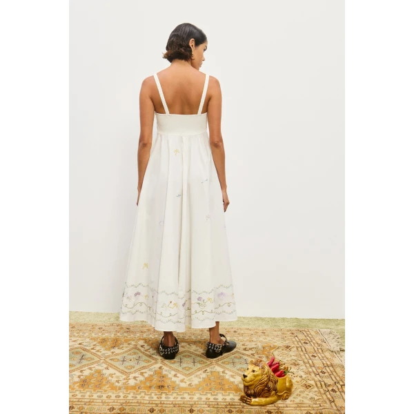 Alemais Contemporary Wardrobe Dress_Midi Giulia Embroidered Sundress — designer powerwear from Luxury Shoes 