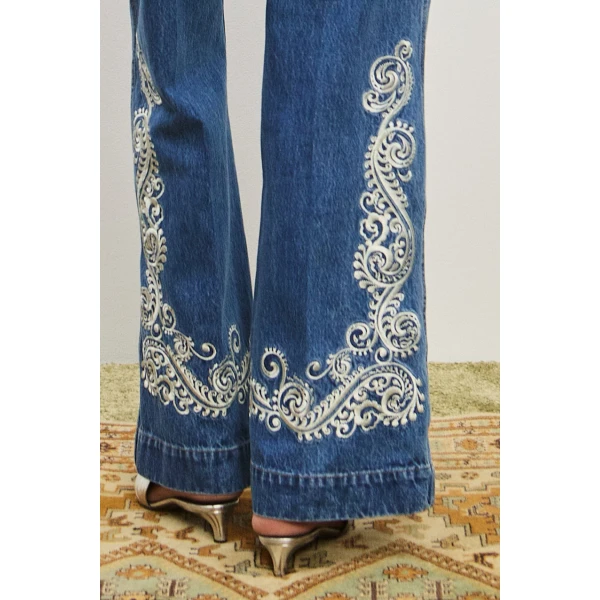 Alemais Contemporary Wardrobe Pant Jacones Flare Denim Jean — designer powerwear from Luxury Shoes 