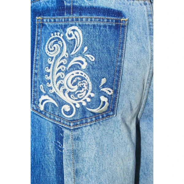 Alemais Contemporary Wardrobe Pant Jacones Spliced Denim Jean — designer powerwear from Luxury Shoes 