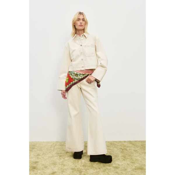 Alemais Contemporary Wardrobe Jacket Norma Cropped Denim Jacket — designer powerwear from Luxury Shoes 