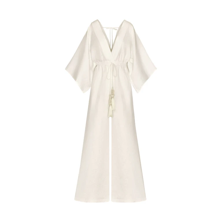 Andres Otalora luxury designer Jumpsuit with bold silhouette in linen