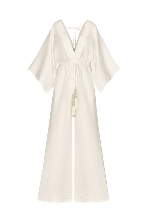 Andres Otalora Colombian Designer Jumpsuit - Luxury Womenswear Andres Otalora luxury designer Jumpsuit with bold silhouette in linen
