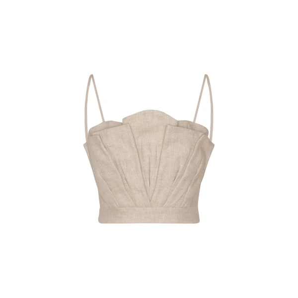 Andres Otalora luxury designer Top with bold silhouette in linen