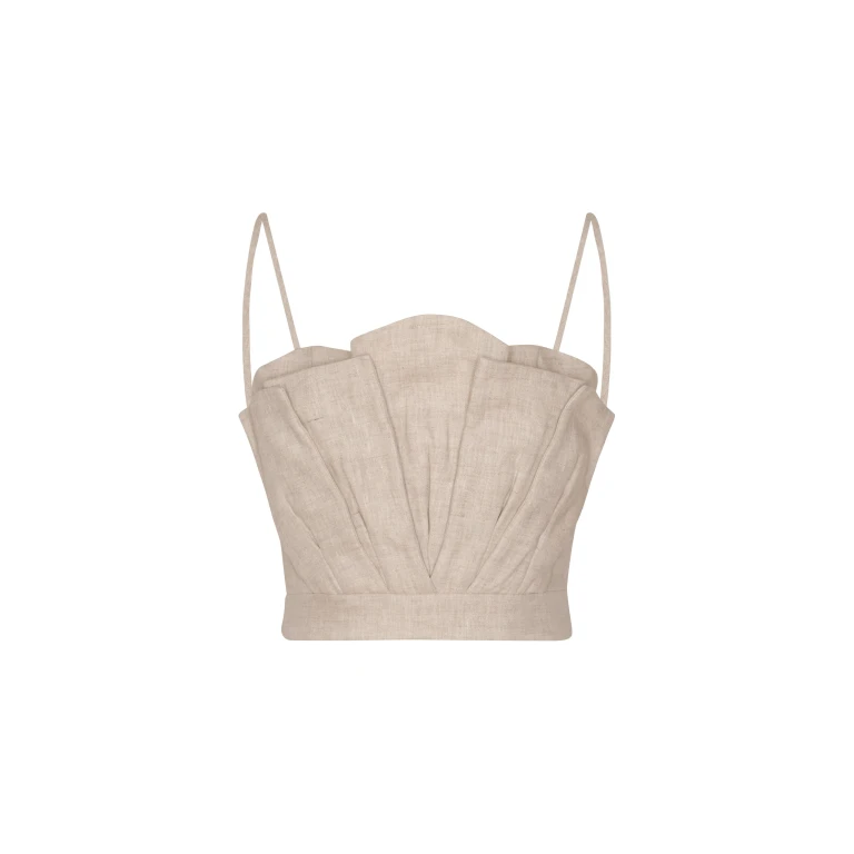 Andres Otalora luxury designer Top with bold silhouette in linen