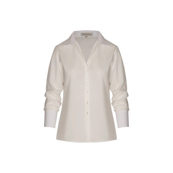 Andres Otalora luxury designer Top with bold silhouette in linen