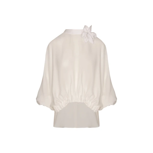 Andres Otalora luxury designer Top with bold silhouette in linen