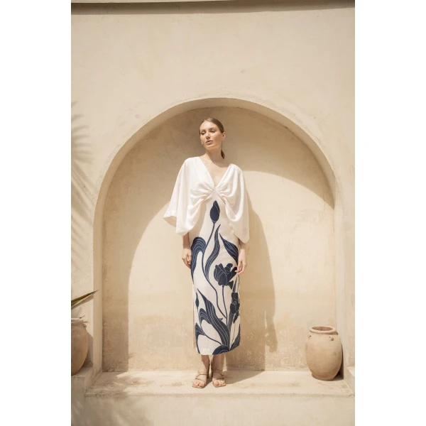 Andres Otalora luxury designer Dress with bold silhouette in linen