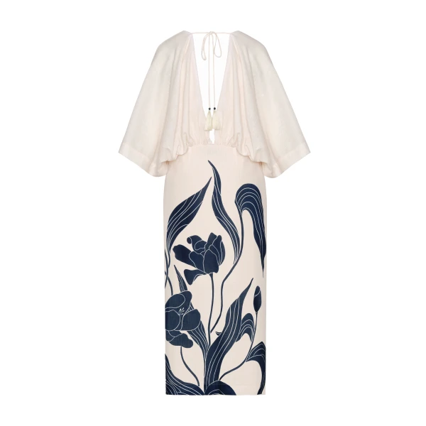 Andres Otalora luxury designer Dress with bold silhouette in linen