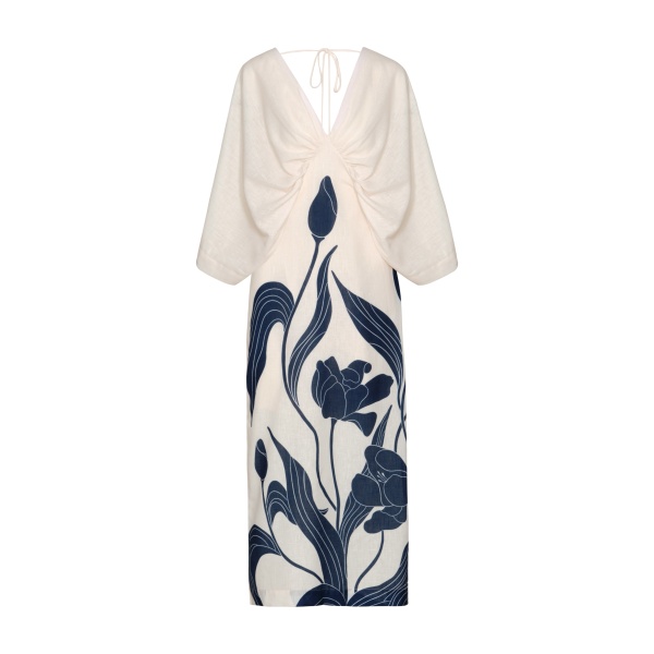 Andres Otalora luxury designer Dress with bold silhouette in linen