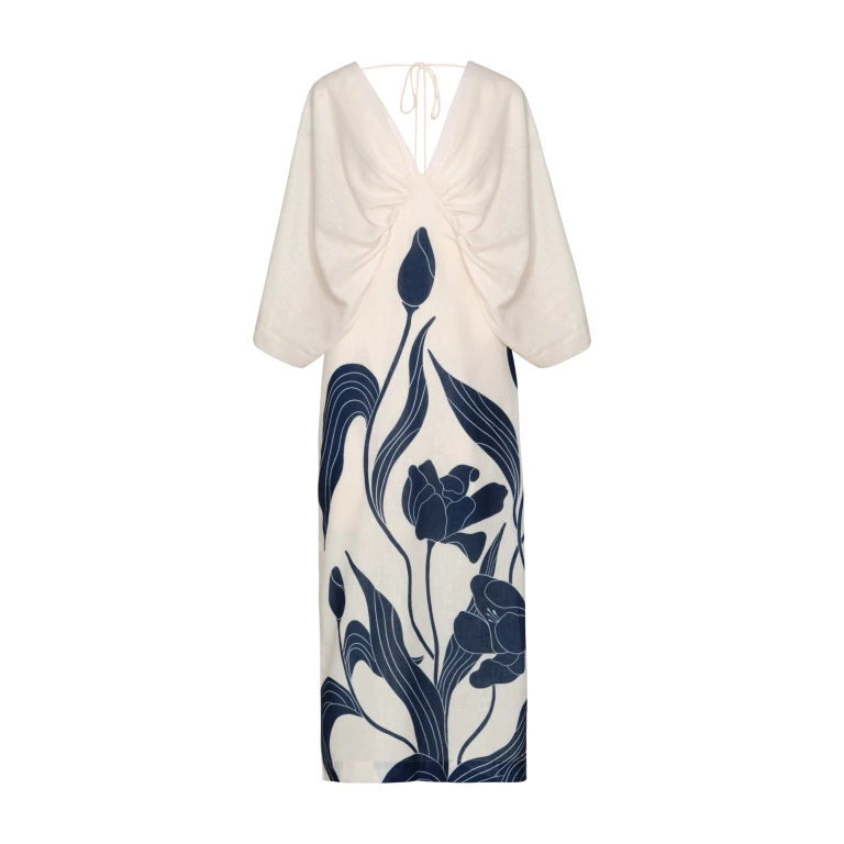 Andres Otalora luxury designer Dress with bold silhouette in linen