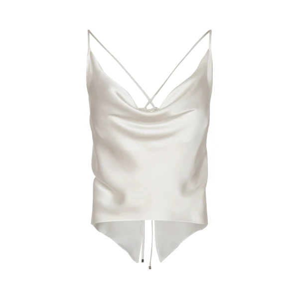 Andres Otalora luxury designer Top with bold silhouette in linen