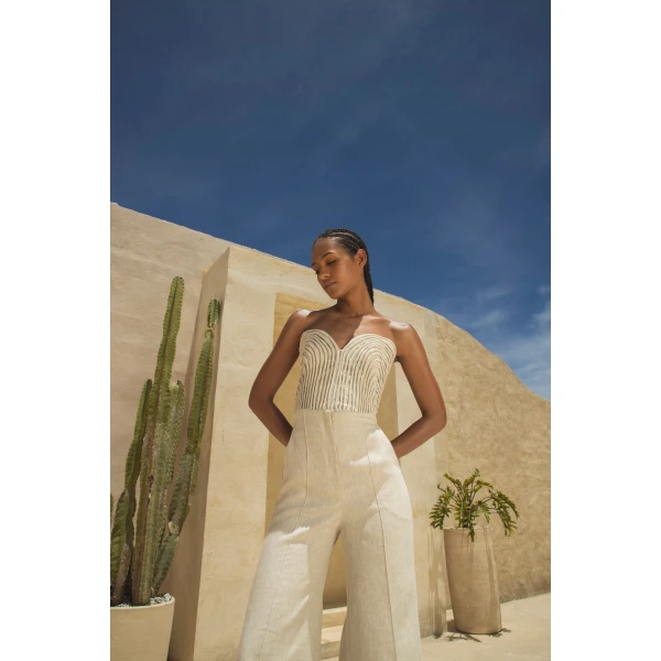 Andres Otalora luxury designer Pant with bold silhouette in linen