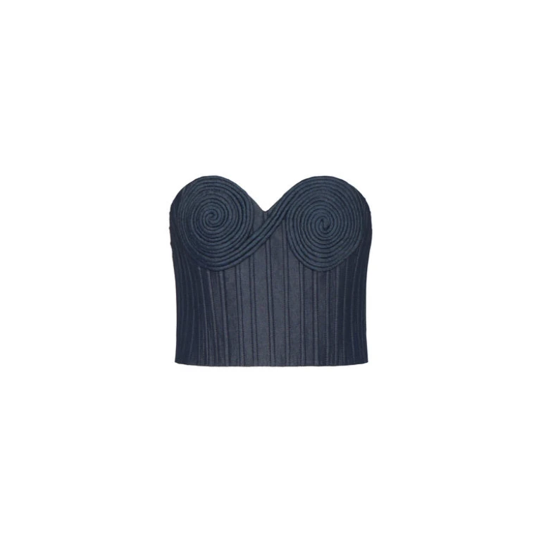 Andres Otalora luxury designer Top with bold silhouette in linen