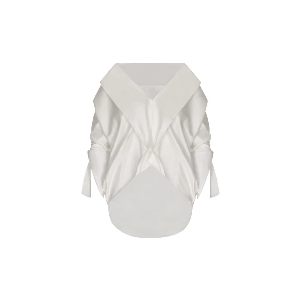 Andres Otalora luxury designer Top with bold silhouette in linen