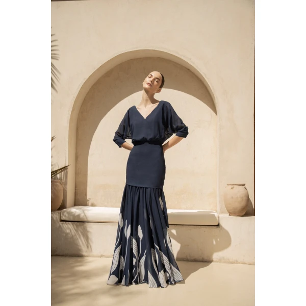 Andres Otalora luxury designer Dress with bold silhouette in linen
