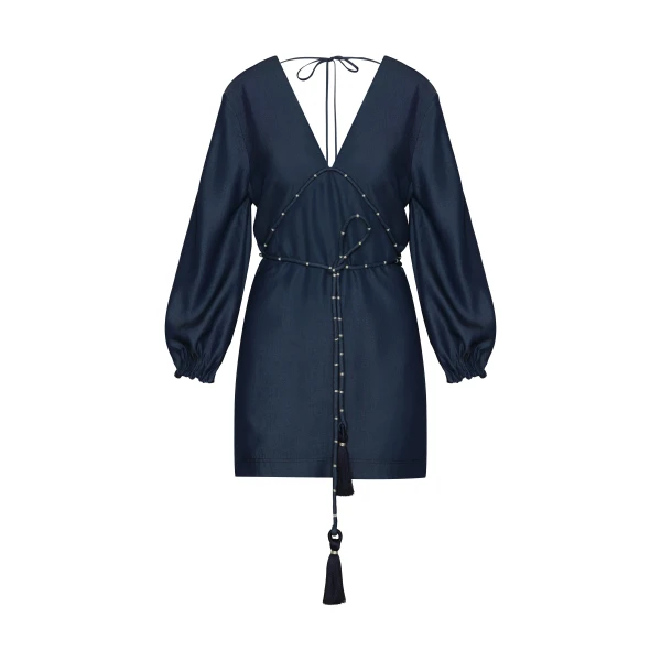 Andres Otalora luxury designer Dress with bold silhouette in linen