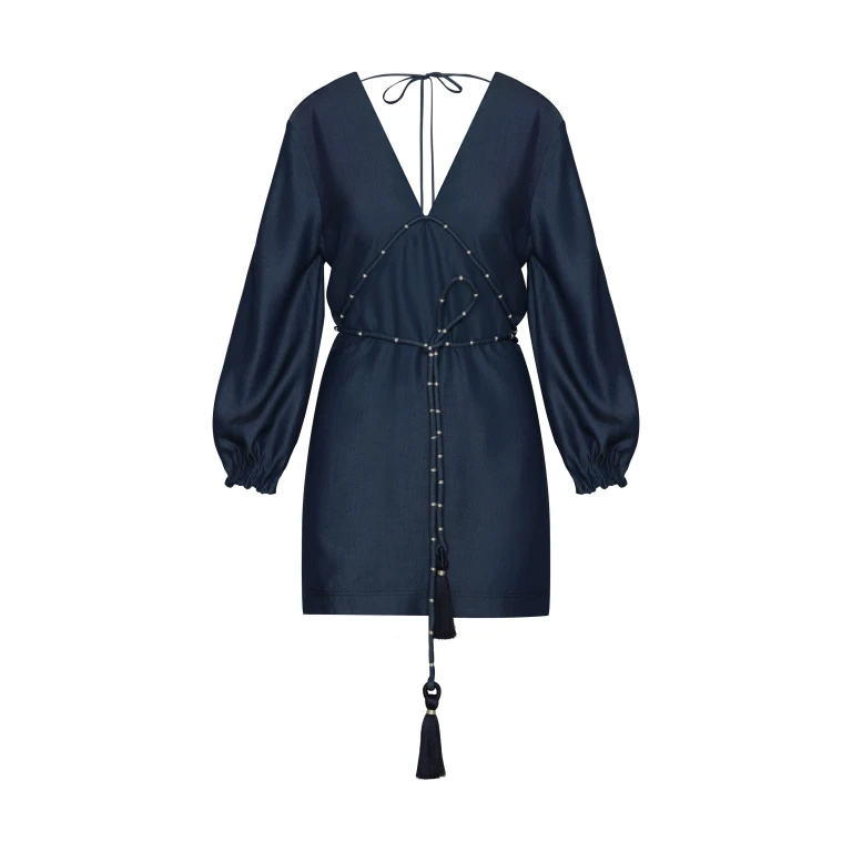 Andres Otalora luxury designer Dress with bold silhouette in linen