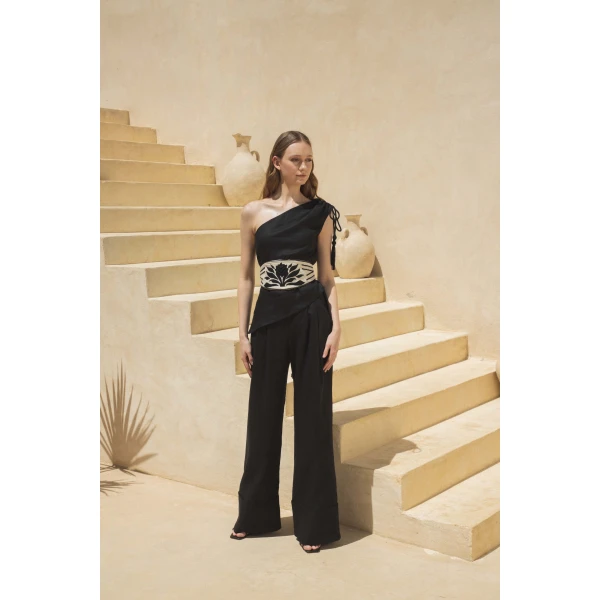 Andres Otalora luxury designer Pant with bold silhouette in linen