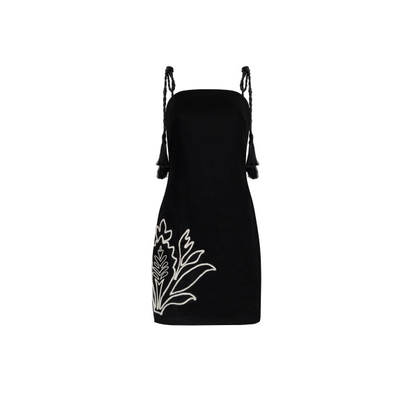 Andres Otalora luxury designer Dress with bold silhouette in linen