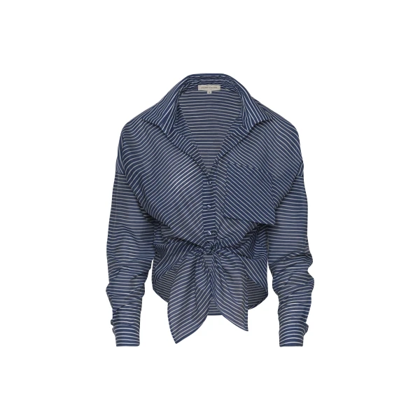 Andres Otalora luxury designer Top with bold silhouette in linen