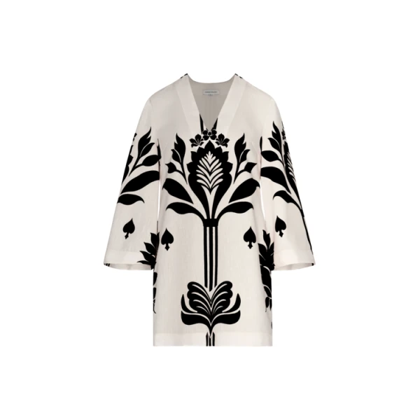 Andres Otalora luxury designer Dress with bold silhouette in linen