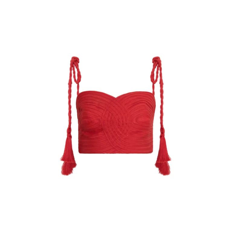 Andres Otalora luxury designer Top with bold silhouette in linen