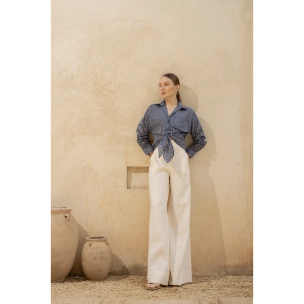 Andres Otalora luxury designer Pant with bold silhouette in linen
