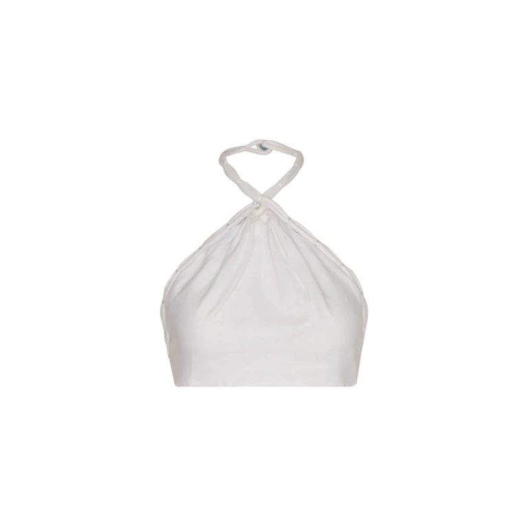 Andres Otalora luxury designer Top with bold silhouette in linen