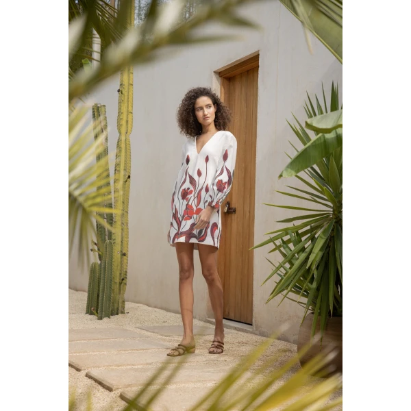 Andres Otalora luxury designer Dress with bold silhouette in linen
