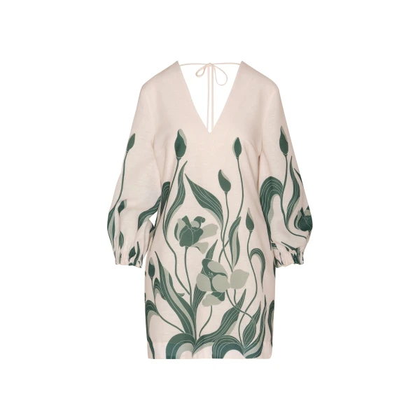 Andres Otalora luxury designer Dress with bold silhouette in linen