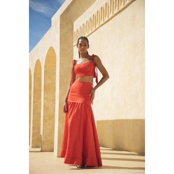 Andres Otalora luxury designer Skit with bold silhouette in linen