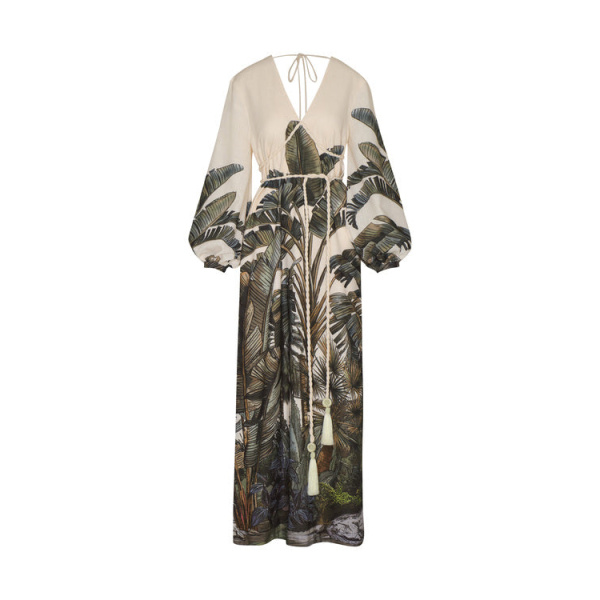 Andres Otalora luxury designer Dress with bold silhouette in linen