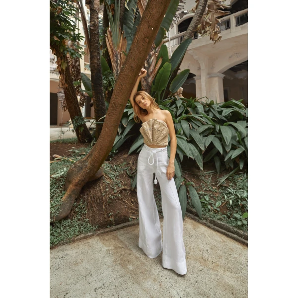 Andres Otalora luxury designer Pant with bold silhouette in linen