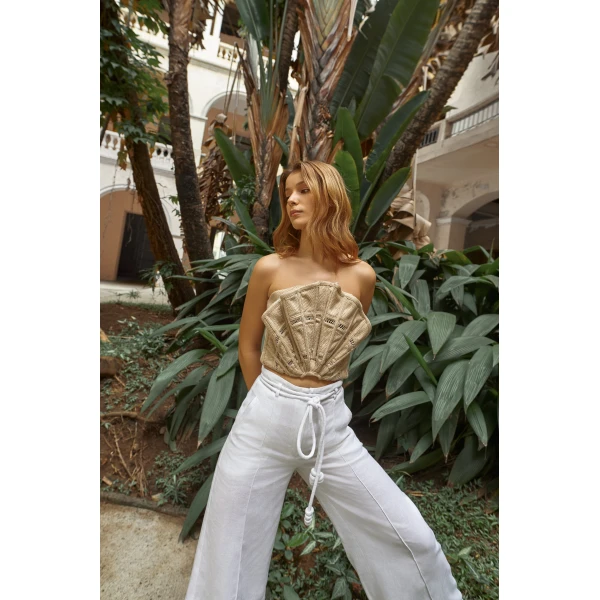Andres Otalora luxury designer Pant with bold silhouette in linen
