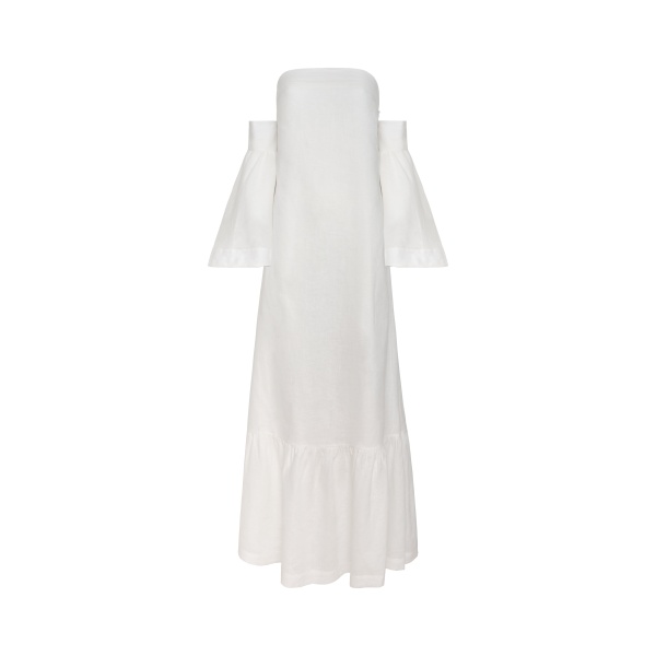Andres Otalora luxury designer Dress with bold silhouette in linen