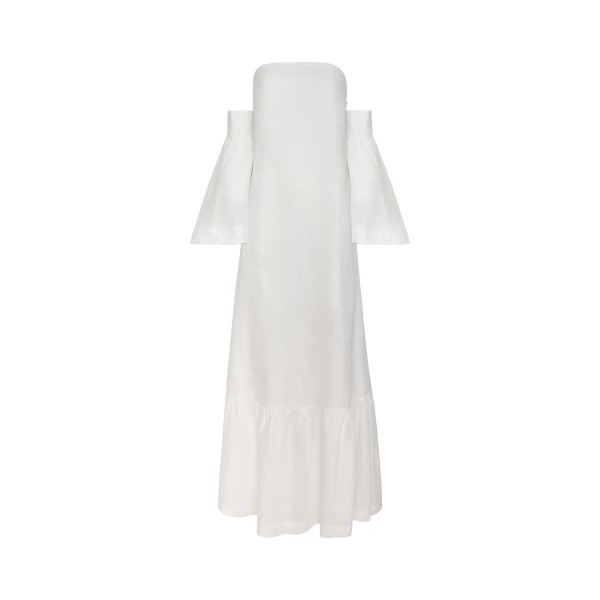 Andres Otalora luxury designer Dress with bold silhouette in linen