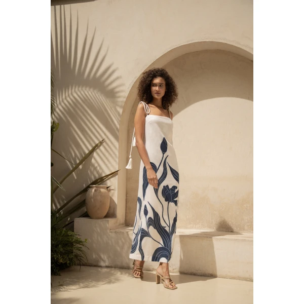 Andres Otalora luxury designer Dress with bold silhouette in linen