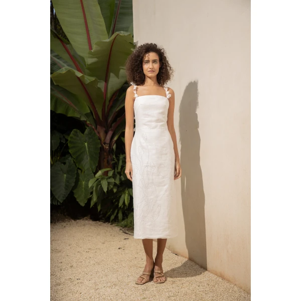 Andres Otalora luxury designer Dress with bold silhouette in linen