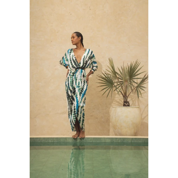 Andres Otalora luxury designer Dress with bold silhouette in linen
