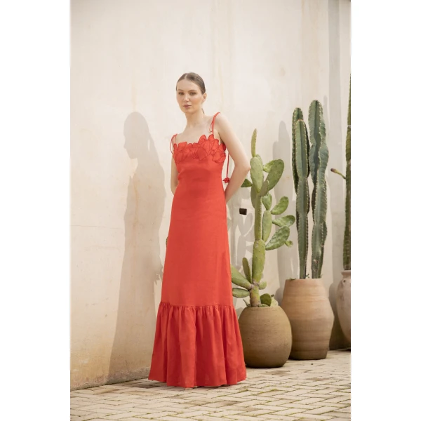 Andres Otalora luxury designer Dress with bold silhouette in linen
